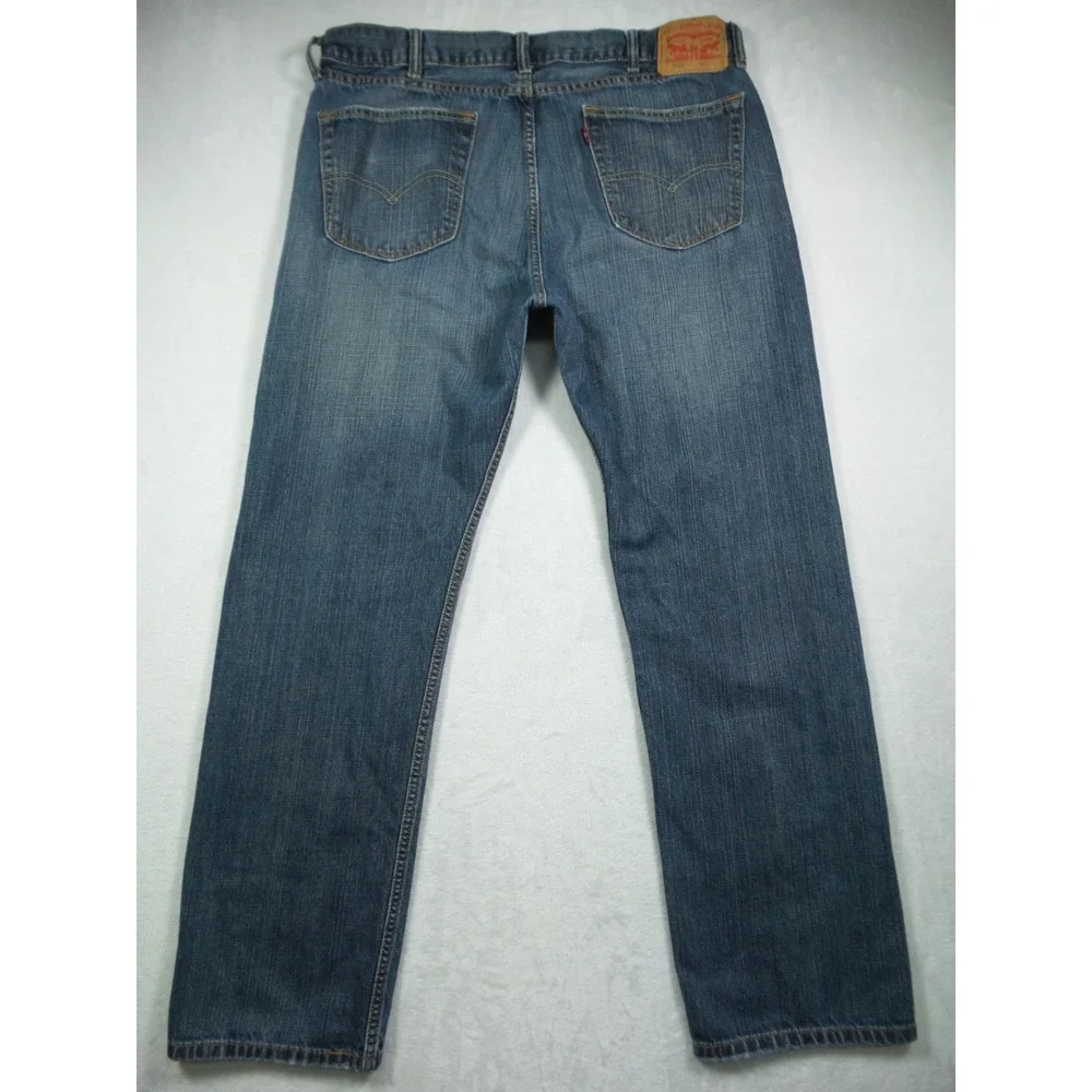 Levis 505 Mens Jeans 38 x 32 Blue Denim Straight Leg Regular Fit Mid Rise